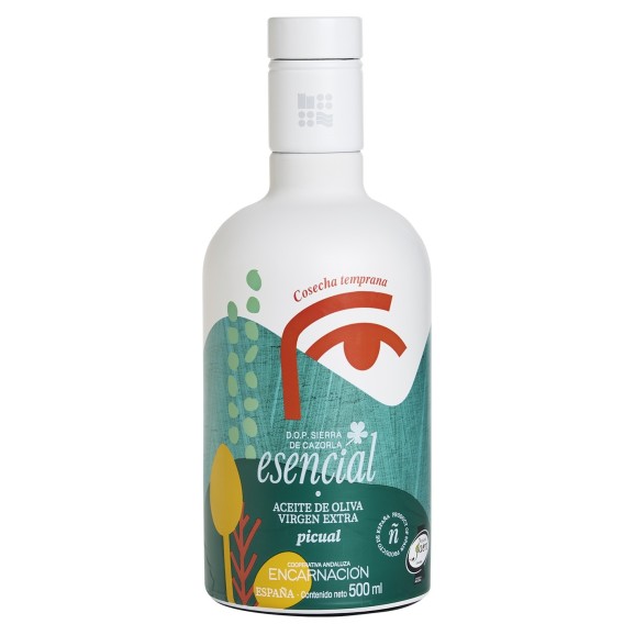 Esencial Verde Temprano Picual Botella de vidrio 500 ml.