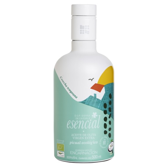 Esencial Verde Temprano Picual BIO Glass bottle 500 ml.