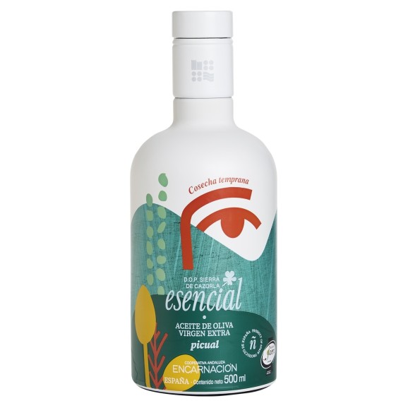Esencial Verde Temprano Picual Glasflasche 500 ml.