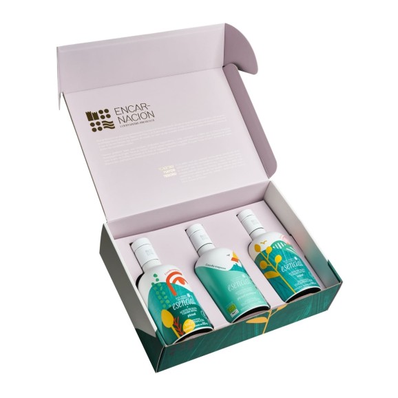 Esencial Verde Temprano Royal, Picual et Picual BIO Coffret 3x500 ml.