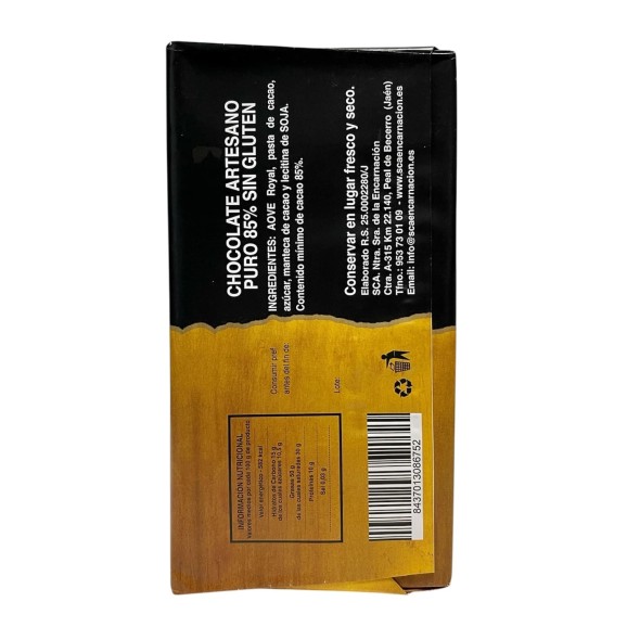 SCA Encarnación 85% Cocoa Chocolate with Esencial Royal EVOO 115 gr.