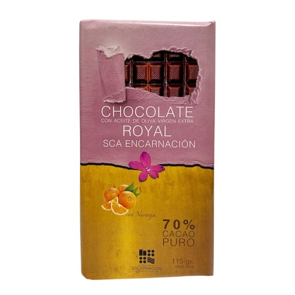 SCA Encarnación Chocolate 70% Cacao con Naranja y AOVE Esencial Royal 115 gr.