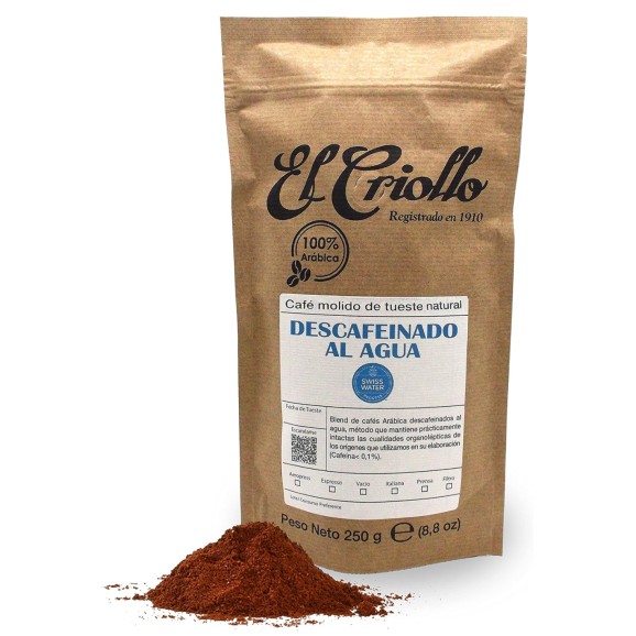 El Criollo Decaffeinated Water Ground Coffee Packet 250 gr.