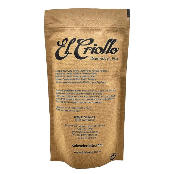 El Criollo Decaffeinated Water Ground Coffee 250 gr.