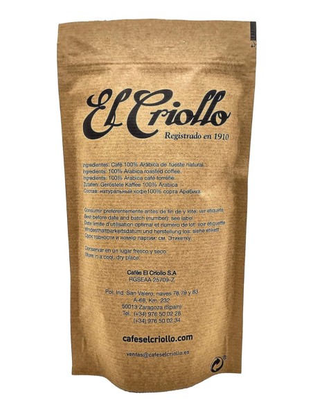 El Criollo Decaffeinated Water Ground Coffee 250 gr.