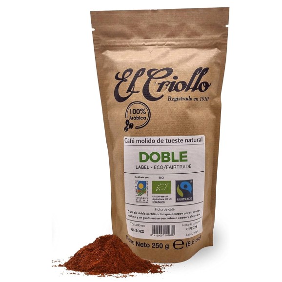 El Criollo Double Label Ground Coffee Package 250 gr.