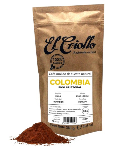 El Criollo Café de Colombia Molido Paquete 250 gr.