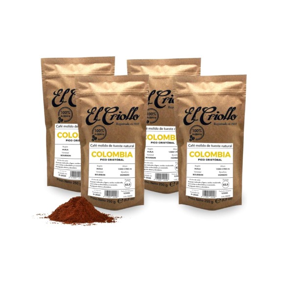 El Criollo Kolumbianischer Kaffee Gemahlen Pack 4x250 gr.