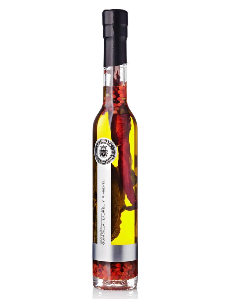 La Chinata Olivenöl mit Chili, Lorbeerblatt und Pfeffer - Glasflasche 250 ml.