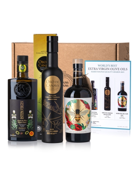 Mejores Aceites del Mundo Mario Solinas 2023 - Caja regalo 3x500 ml.