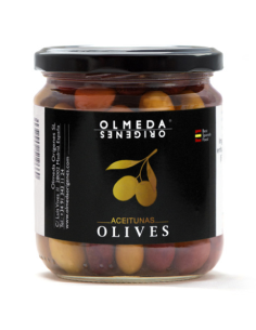 Olmeda Orígenes Mix Aceitunas Manzanilla, Arbequina y Cuquillo - Tarro 370 gr.