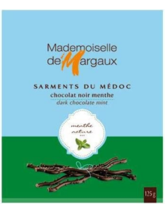 12x Mademoiselle de Margaux Sarmientos de Chocolate Negro 52% a la Menta - Caja 125 gr.