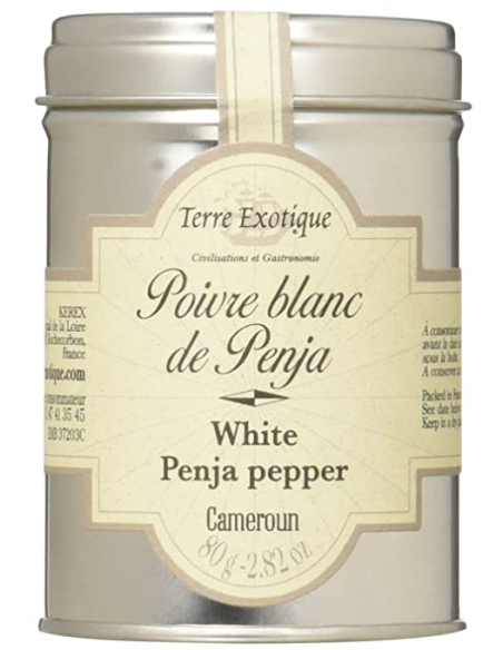 Terre Exotique Penja Weisser Pfeffer Glas 80 gr. - Oliva Oliva