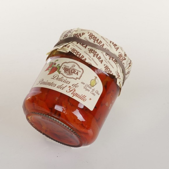 Conservas Artesanas Rosara Pimientos de Piquillo en Tiras Guisados con Ajillo Tarro 250 ML