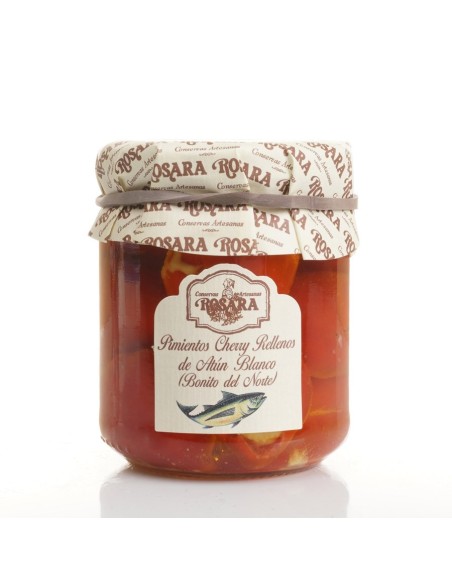 Rosara Pimientos Cherry Rellenos de Bonito Tarro 212 ml. - Oliva Oliva