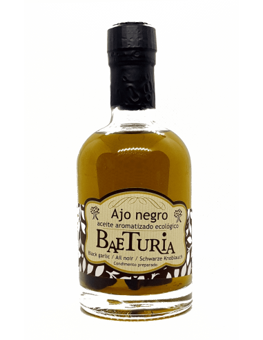 Baeturia Aceite Aromatizado Ajo Negro - Botella de vidrio 250 ml.