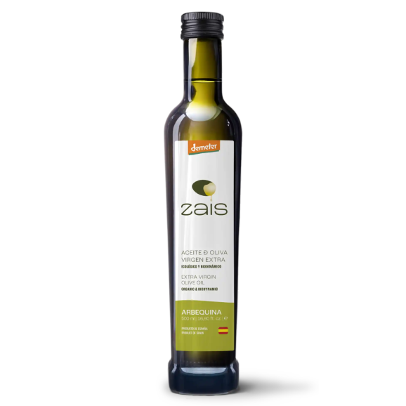 Zais Biodinámico Arbequina Botella de vidrio 500 ml. - Oliva Oliva
