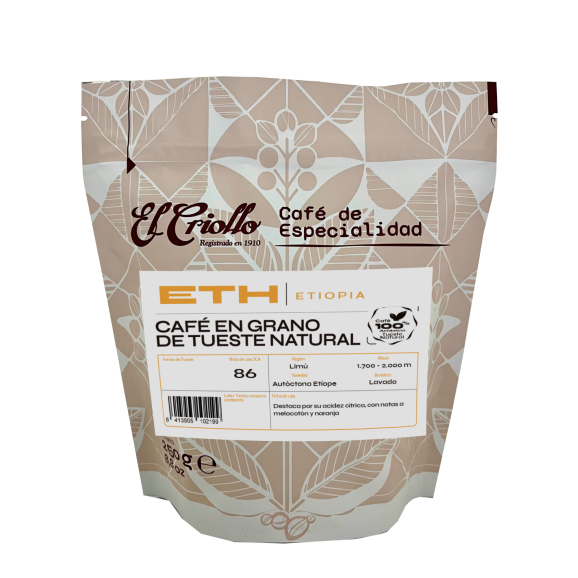 El Criollo Café en grains d'Ethiopie Paquet 250 gr. - Oliva Oliva