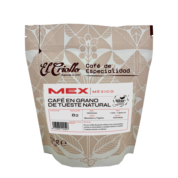 El Criollo Café de México en Grano Paquete 250 gr.