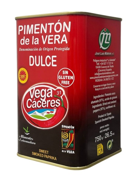 Vega Cáceres Sweet Smoked Paprika from La Vera 750 gr. - Oliva Oliva