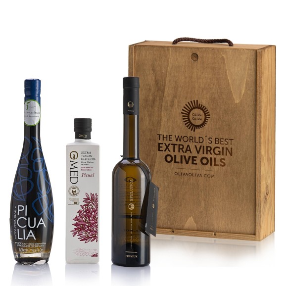 Mejores Aceites de España 2025 - Caja madera 3x500 ml.