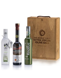 Mejores Aceites del Mundo Ranking WBOO 2025 - Caja madera 3x500 ml.