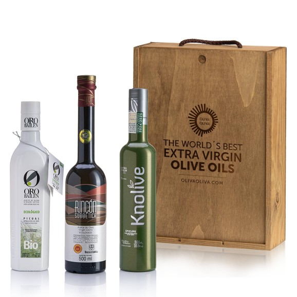Mejores Aceites del Mundo Ranking WBOO 2025 - Caja madera 3x500 ml.