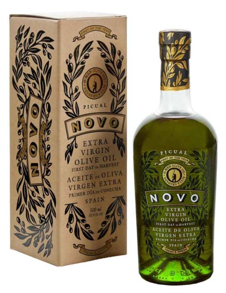 OMED Picual NOVO Primer Día de Cosecha Botella de vidrio con Estuche 500 ml.